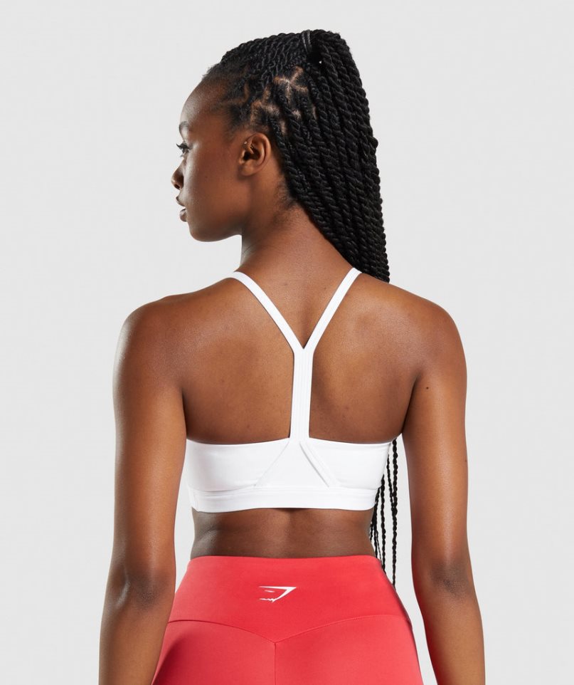 Women's Gymshark V Neck Sports Bra White | CA 0N6D7A